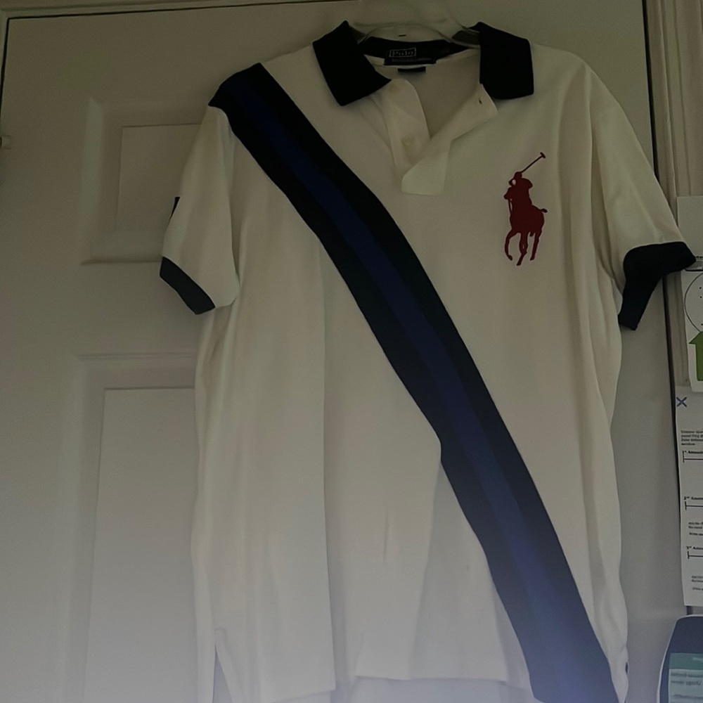 White polo men’s shirt size Large slightly used